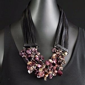 Biwa Pearls & Leather Strand Necklace